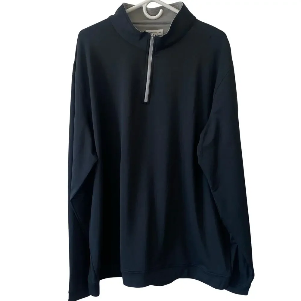 Peter Millar Crown Sport Perth Performance Pullover 1/4 Zip Black NEW Size 3XL